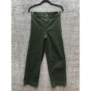 Everlane Organic Cotton High Rise Corduroy Wide-Leg Pants Green Womens Size 0